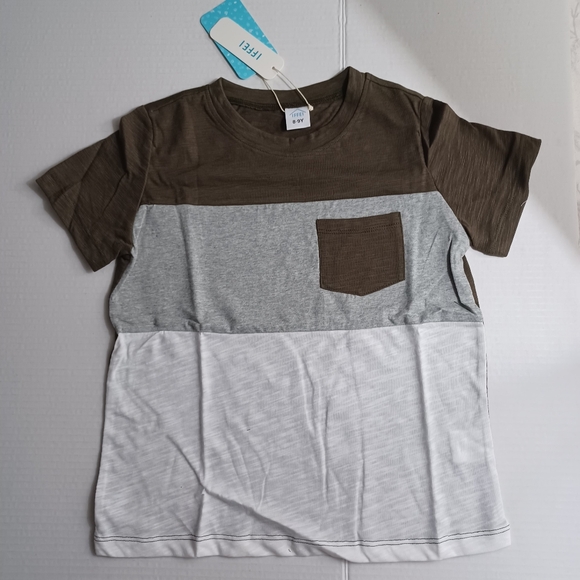 IFFEI Pocket T-Shirt NEW Triple Tone Tee Boys 8-9Y Green & White -Short Sleeve - Picture 8 of 9
